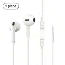 3.5mm In-Ear Wired Earphones With Microphone, Compatible With Type-C And Lightning For Calling And Music - White - View 14