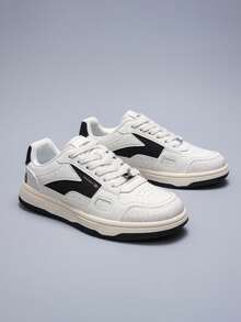 热门男士休闲复古风小众滑板鞋，简约设计，百搭舒适轻便男士运动鞋 - 米棕 - 查看 1