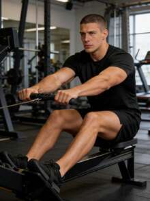 Men's Black Textured Crew Neck T-Shirt Slim Fit Casual Summer Basic Tee - Black - View 6