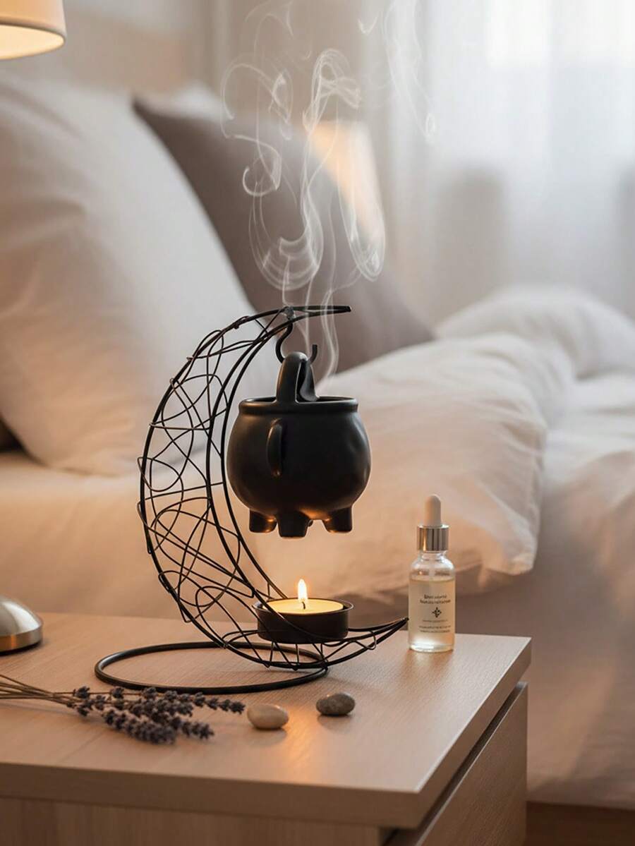 3PCS Iron Art Incense Burner, Cross-Border Moon Ornament, Moon Candlestick Ornament, Crescent Metal Incense Burner Hanging Stove - Multicolor - View 1