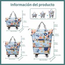 Bolsa de viaje on ruedas de gran capacidad y desmontable, bolsa de mano, mochila escolar. el asa son desmontables para un almacenamiento fácil. Unisex adecuado para viajes de negocios, viajes, escuela. Bolso y mochila de gran capacidad - Neblina azul - Ver 2