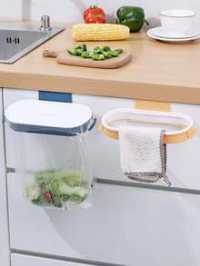 1 pieza Estante colgante para basura, Estante para basura montado en la pared, Estante colgante para almacenamiento de basura, Estante para bolsa de basura con cubierta para dormitorio, Estante de almacenamiento de basura para puerta de gabinete del hogar - Multicolor - Ver 2