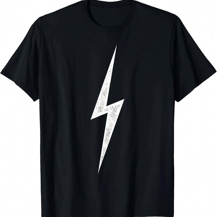 Vintage T-Shirt With Lightning Bolt - Black - View 1