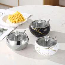 3pcs/Set Elegant Sugar, Coffee Seasoning, Milk Canisters With Spoon And Lid - 304 Stainless Steel, Airtight Anti-Rust, Long-Term Storage