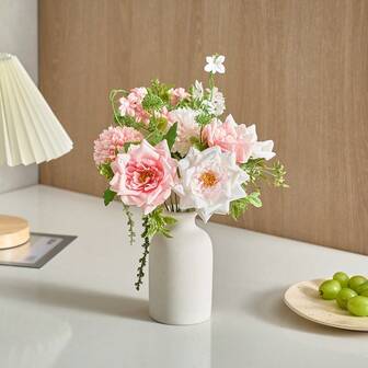 Ramo de flores de rosa artificial, decoración del hogar, decoración de boda, flores artificiales
