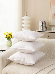 1pc/2pcs White Pillow Insert, Modern High Elastic Fiber Filled, Square Pillow, Suitable For Home Living Room Sofa Bedroom Headboard, Hotel Travel