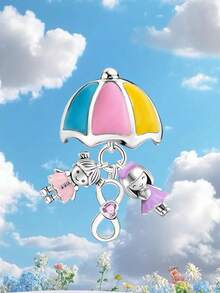 1pc 925 Sterling Silver Sisters Beaded Umbrella Pendant, Suitable For DIY Jewelry Matching And Daily Wear Decoration, Gift For Women - Sisters Under the Umbrella - View 7