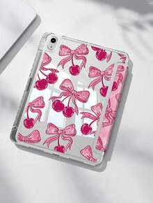 玫瑰蝴蝶结樱桃双面亚克力水晶保护壳，兼容iPad 10代、iPad 10.2/iPad Mini 6/iPad Mini 7/9.7、Galaxy Tab A8 8.7、3+Y可折叠防弯折设计，适用于Kindle Paperwhite 12代（2024款），硅胶加固边角，自动唤醒/睡眠功能，节日送礼佳品 - 彩色 - 查看 3