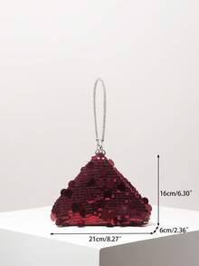 Mini Wallet, Bridal Party Bag, Sequin Bag, Ball Gown Bag, Ball Gown Accessories, Novelty Bag, Wedding Supplies, Women's Gift, Christmas Bag, Valentine's Day Bag (Random Pattern) - Burgundy - View 6