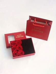 6pcs Rose Bouquet Fantasy Gift Box Set (Butterfly Theme), Includes Red, Black, Pink Paper Jewelry Boxes, Suitable For Valentine's Day, New Year And Other Holidays - Multicolor - View 5
