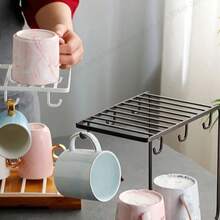 9.5 X 9.1 Inch Metal Mug Rack Stand With 6 Hooks, Coffee Cup Display Holder Organizer For Kitchen Cabinet - Brown