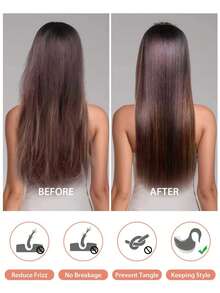 1/2/6顶装女士纯色宽檐弹力帽，缎面材质，有助于保护头发，专为卷发设计。卷发专用帽。 - 均碼 - 查看 7