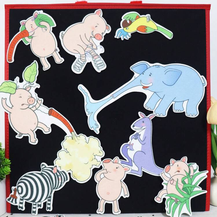 19 piezas Si le das a un cerdo un panqueque Juego de fieltro para contar historias, Piezas de fieltro de panqueque de animales, Herramientas de aprendizaje de narración Montessori, Ayudas didácticas de franela autoadhesivas, Actividades de aprendizaje educativas para el aula, Regreso a la escuela - Multicolor - Añade 1
