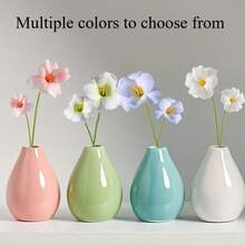 Scandinavian Ceramic Vase - Decorative Art Style Water Drop Shape, Mint Green/Pink/White Small Flower Pot, Suitable For Fresh Or Artificial Flowers, Elegant Scandinavian Style Vase, Suitable As Desktop Decor, Single Flower Arrangement - Multicolor - View 3