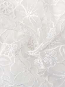 Yukiwi Damen elegante Spitze Patchwork transparente bestickte Kurzarm leichte Strickjacke - Weiss - Übersicht 4