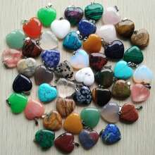 10 unids/lote de dijes colgantes de piedra en forma de corazón de colores mezclados al azar, cuentas de Chakra de cristal para collar, accesorios de joyería artesanal 8HGW - cono mixto aleatorio - Ver 5