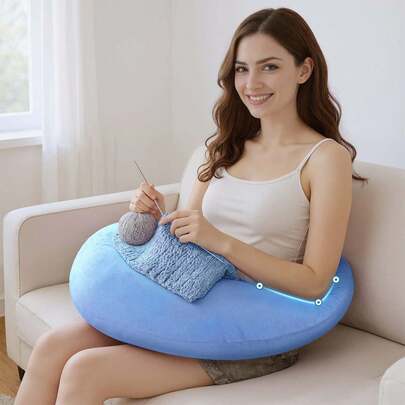 Coussin de lecture pour jeux vidéo, coussin de soutien pour les bras pour le lit et le canapé, support pour ordinateur portable, coussin de lecture compact pour lire, jouer ou faire du crochet, réduit les douleurs et la fatigue des bras pendant les jeux vidéo ou la lecture.