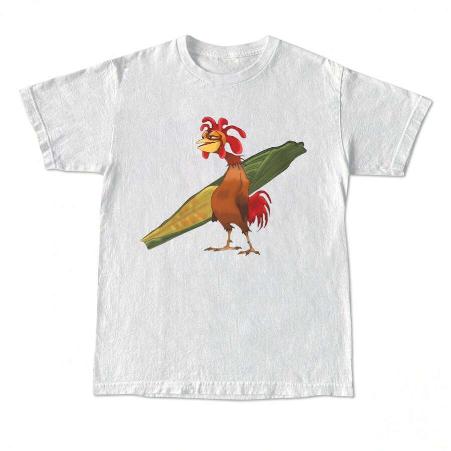 Chicken Joe Shirt, Beach Surf Unisex-Shirt Back Printed Cotton Casual Classic, Her, Him, Friend Menswear Top - 白色 - 查看 1