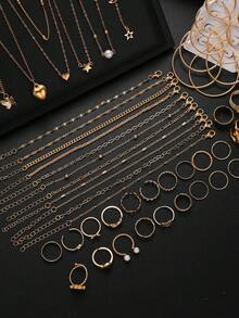 6/93件套优雅简约时尚心形、蝴蝶、星星仿珍珠首饰套装，适合女性约会、派对、节日、圣诞节、新年礼物（无包装盒） - 彩色 - 查看 10