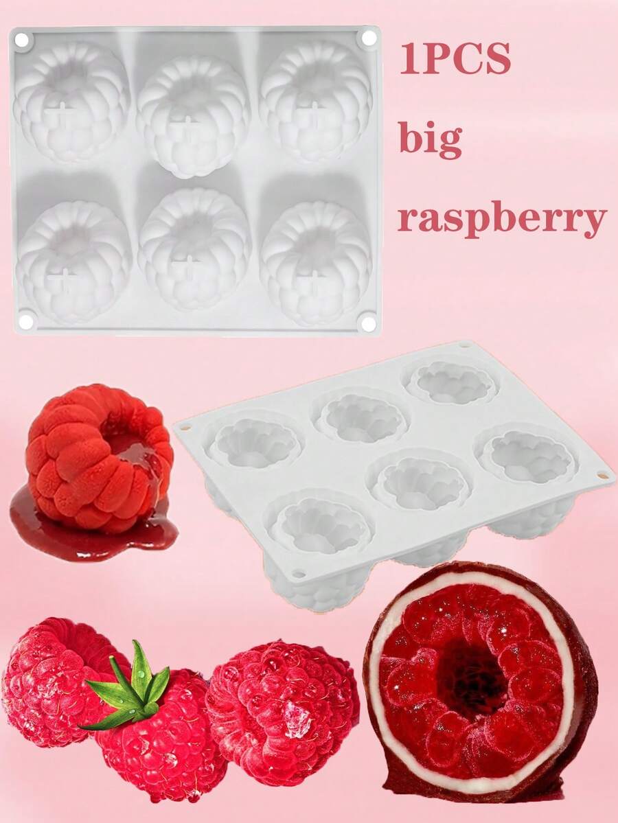 1 Raspberry Mousse Candy Mold, Cake Mold, Decorative Silicone Mold, 3D Raspberry Pudding Baking Mold, Dessert Chocolate Mold, Christmas And Valentine's Day Party Supplies - trắng - Xem 1