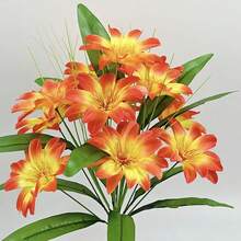 1束12枝莲花仿真花，布艺仿真花卉装饰，适用于阳台、露台、客厅、卧室、婚礼、订婚、家居装饰、各种房间类型、情人节等场合，无需容器，无需电池 - 彩色 - 查看 10