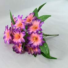 1束12枝莲花仿真花，布艺仿真花卉装饰，适用于阳台、露台、客厅、卧室、婚礼、订婚、家居装饰、各种房间类型、情人节等场合，无需容器，无需电池 - 彩色 - 查看 17