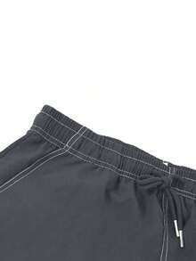 1 Quần short thường ngày in họa tiết khối màu cho nam, Tập thể dục ngoài trời, Chạy bộ, Đường phố, Thể thao, Thể hình, Dáng rộng, Đa năng, Thời trang đường phố, Quần short đi biển mùa hè - Màu xám đen - Xem 4