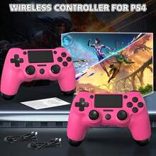 [Upgraded] Wireless Controller For P-S4 Romote Compatible With P-S4/Slim/Pro/Windows PC, Controller For P-S4 With 3.5mm Audio Jack, Touch Pad, Six Axis Motion Control, Charging Cable - 玫瑰紅 - 查看 9