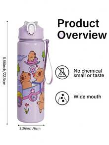 1pc 700ML/23oz Cute Cartoon Bear Plastic Tumbler Cup With Straw, Portable Leak-Proof, With Straw & Handle Strap, Multiple Options, Suitable For Outdoor Camping, Play, Cycling And Sports