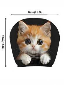 2 piezas de cubiertas de reposacabezas de coche con estampado de gato naranja de ojos grandes, accesorios de interior de coche, diseño flexible, universal y adecuado, perfecto para viajes por carretera de parejas, ciclismo con amigos, etc. Decoración de coche divertida y curativa, ambiente de conducción caprichoso - Multicolor - Ver 4