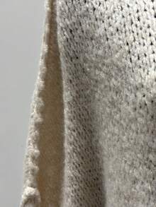 Kardigan damski, jesień/zima/wiosna, kontrastowe kolory, kołnierz w prążki, luźne rękawy, luźna dzianinowa kurtka, na co dzień, na wakacje, do biura i do pracy. Wyprodukowano we Włoszech - Morela - Zobacz 6