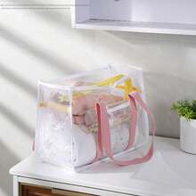 Clear Mesh Large Capacity Tote Beach Bag, PVC Sandproof Storage Bag, Beach Sports Toys Tote Bag - 彩色 - 查看 7