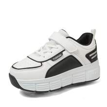 Transformable Roller Skates With Retractable Wheels For Students, Adults, Unisex, Suitable For All Seasons - Black and White - View 5