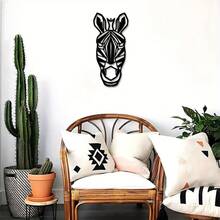 1 pieza de arte de pared metálico plano 2D, decoración de pared geométrica de cebra minimalista, decoración del hogar, pasillo, sala de estar, oficina, regalo ideal para el Día del Padre, Día de la Madre, días festivos - Negro - Ver 4