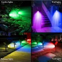 4 Pack Color Changing Solar Spot Lights Outdoor For Trees, Flowers, Plants, Statues, Decorations, Walls, Waterproof Rainbow Landscape Spot Lights For Houses Outdoor, Yards, Gardens, Terraces, 8 Colorful Up Lighting Modes - Ánh sáng màu - Xem 3