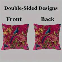 1pc Ultra Soft Velvet Pillow Cover - Double-Sided Purple-Red Decorative Cushion Cover - Vintage Floral Pattern - 18x18 Inches, Suitable For Sofa, Living Room, Bedroom - Throw Pillow - Machine Washable, Pillow Insert Not Included - Multicolor - View 5