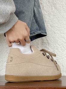 Men's Casual Bread Shoes Skateboard Shoes Niche Flat Low-Top Student Leisure Sports Sneakers, Thick Sole Fashion Bread Shoes - Brown - View 7