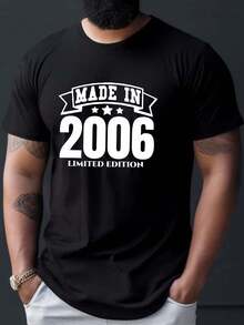 Camiseta estampada hecha en 2006, camisetas para hombres, camiseta de manga corta casual para el verano - Negro - Ver 1