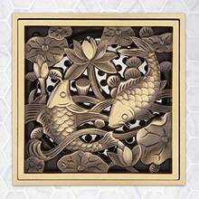 XISH Drenaje de piso de latón antiguo de 10 cm desagüe del piso de la ducha Rejilla del desagüe del desagüe del baño Rejilla tapa del desagüe del piso colador del desagüe de desechos #4 - como en la foto - Ver 2