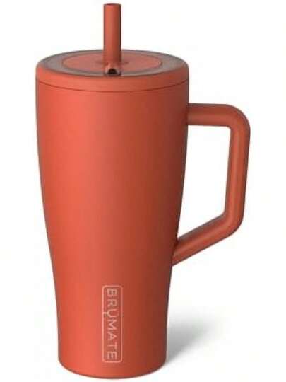 Vaso de 30 Oz con Asa y Pajita |   Vaso Aislado% A Prueba De Fugas Con Tapa Y Pajita Flexible Softsip |   Hecho De Acero Inoxidable |   Base Apta Para Portavasos |