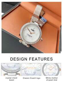 Coach Park Mother of Pearl Dial Silver Mesh Bracelet Watch for Women - 銀色 - 查看 5