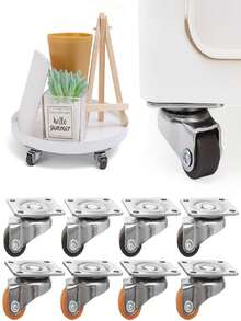 8pcs 0.5 Inch Swivel Casters, Small Drawer Bottom Sliding Wheels, Cabinet Casters, Bed Casters, Small Movable Rollers