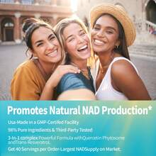 HiPlus Liposomal Nicotinamide Riboside (NR) With Resveratrol & Quercetin | High Purity NAD+ Supplement For Anti-Aging, Energy, And Focus | 80 Capsules | Alternative To NMN Supplement - 1 PC - 查看 5