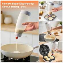 1pc/2pcs/1000ml/33.8oz Cake Batter Mixer - Kitchen Baking Tool, Manual Whisk Suitable For Cakes, Cookies And Baked Goods, Easy Squeeze Design, Precise Measurement, Smooth Blending Essential | Durable Plastic | Easy To Clean | Convenient & Quick | Baking Essentials Helper. - Clear - View 5