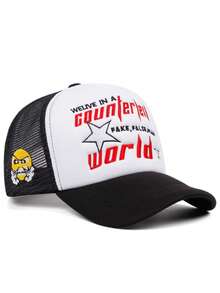 2025 New Creative Personalized Breathable Mesh Hat World Letter Anger Embroidered Skateboarding Hat Street Fashion Hip Hop Hat Outdoor Sports Sunshade Hat Daily Commuter Decorative Hat Male Female Casual Baseball Hat