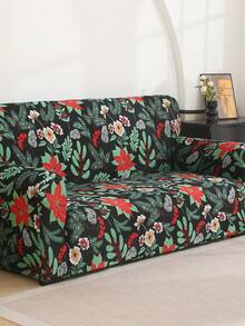 1pc Green Floral & Plant Pattern Stretch Full Coverage Sofa Cover, Minimalist Modern Style, Polyester Fabric, Washable, Suitable For All Seasons, Excluding Pillow Cover - Green - View 6