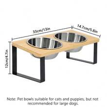15° Tilted Anti-Vomiting Pet Bowl Stand, 2 Stainless Steel Bowls Suitable For Cats & Dogs, Raised Feeder - 920ml - View 8