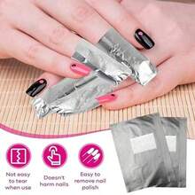 50/100/400/1000片装铝箔卸甲棉片，轻松卸除凝胶指甲油，预装大号无绒聚酯纤维卸甲棉片，适用于卸甲、美甲用品、女士圣诞礼物/圣诞袜填充物 - 銀色 - 查看 4