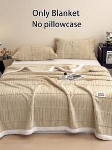 1件柔软舒适的带边毛毯，纯色绒毛毯，适用于床、沙发、家居装饰和节日礼物，可机洗