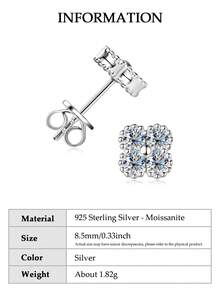 XUJIA 1 Pair 925 Sterling Silver 3mm Round Moissanite Stud Earrings, Fashion Earrings For Women, Engagement Wedding Jewelry Gift